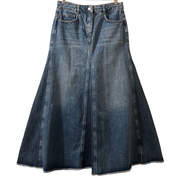 Me+Em Denim Insert Midi Skirt Sz US 4 UK 8 S - Picture 2 of 16